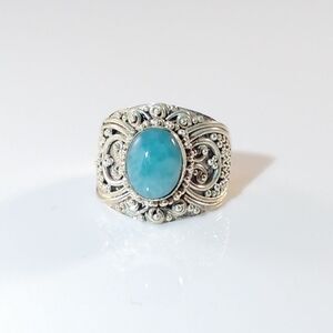 Bali Larimar Ring Sterling Silver Size 7